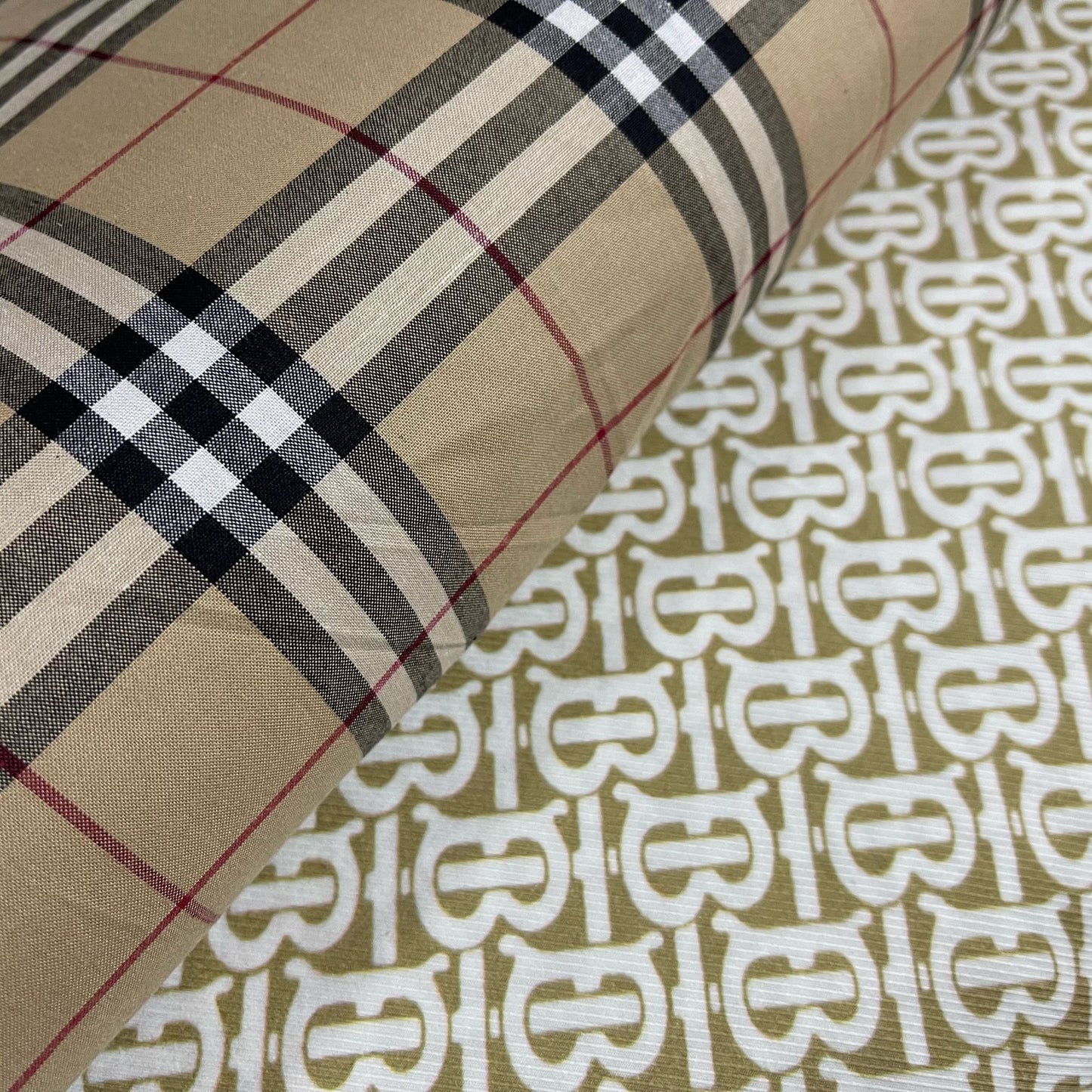 Beige 100% Cotton Tartan Material B-BERRY Designer Inspired Check Plaid Dress Fabric 58"