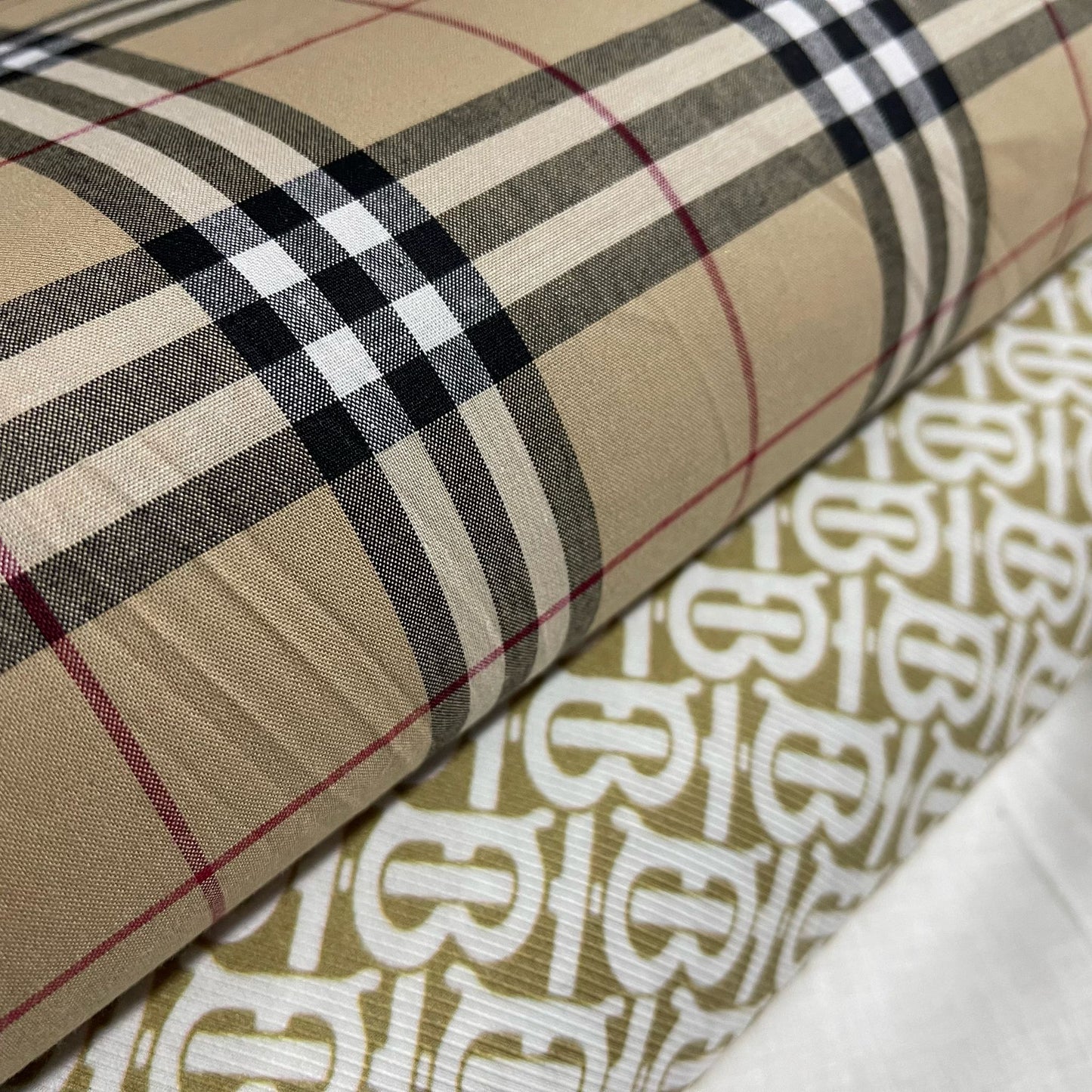 Beige 100% Cotton Tartan Material B-BERRY Designer Inspired Check Plaid Dress Fabric 58"