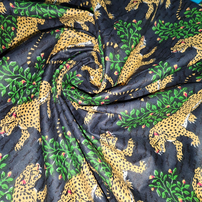 100 % Cotton Jungle Cats Leopards Tropical Jungle Material Dress Craft Quilting Fabric 44" Wide