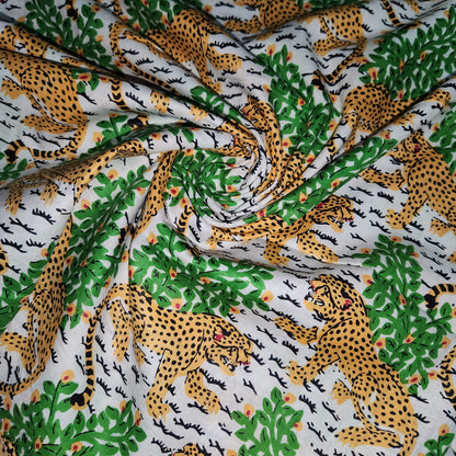 100 % Cotton Jungle Cats Leopards Tropical Jungle Material Dress Craft Quilting Fabric 44" Wide