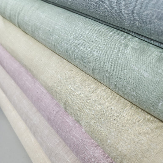 100% Natural Cotton Linen Fabric Soft Mélange Dress Craft Quilting Material 44"