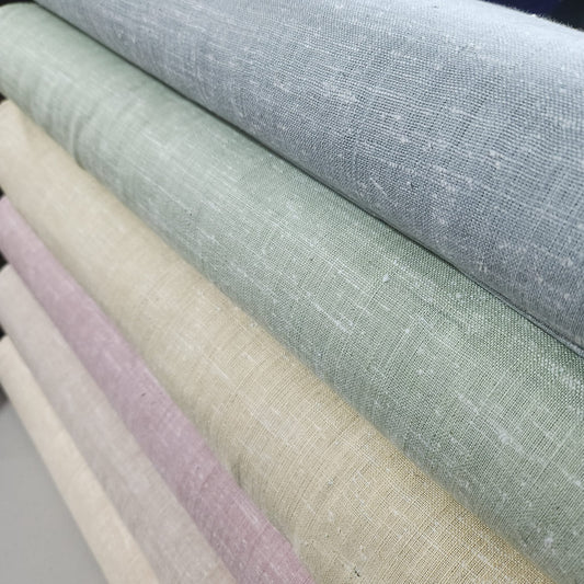 100% Natural Cotton Linen Fabric Soft Mélange Dress Craft Quilting Material 44"