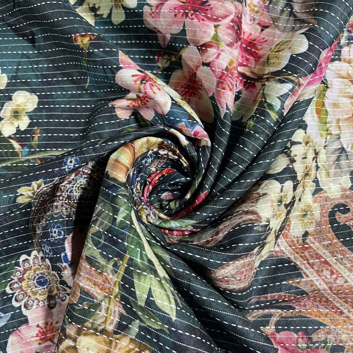 Kantha Batik Cotton Fabric Material Blind Curtain Craft Dress Material 44" Wide