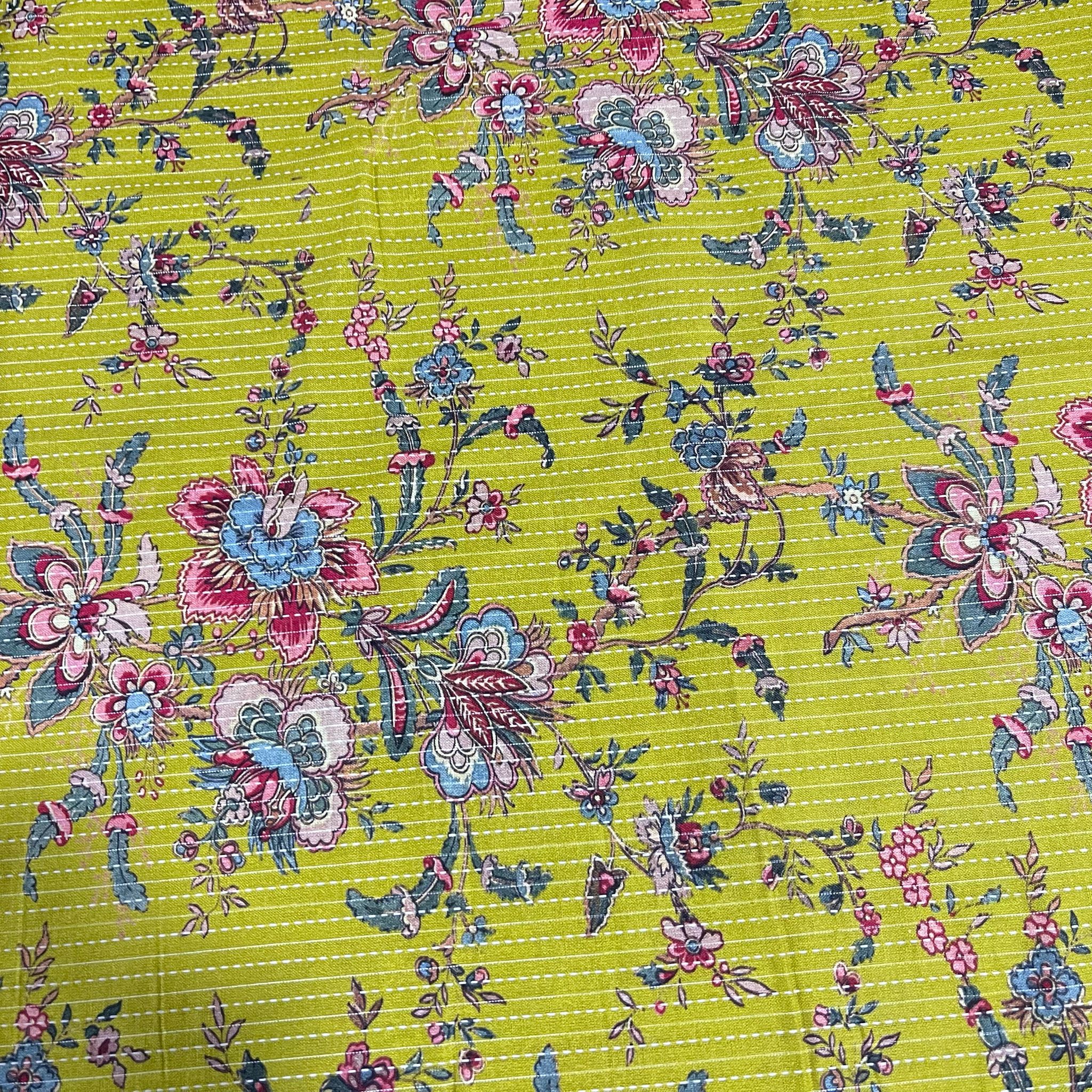 Kantha Batik Cotton Fabric Material Blind Curtain Craft Dress Material 44