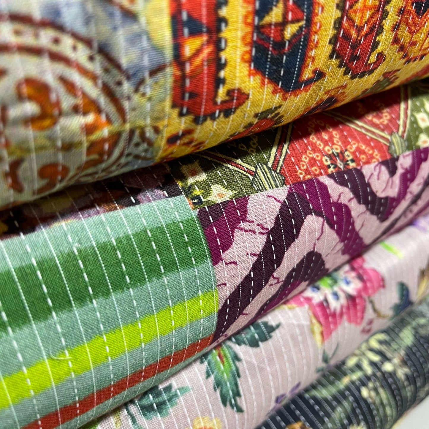 Kantha Batik Cotton Fabric Material Blind Curtain Craft Dress Material 44" Wide