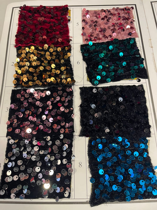 Sequin Velvet Embroidery Stretch Material Velour Craft Drape Dress Fabric 58" Wide By The Meter