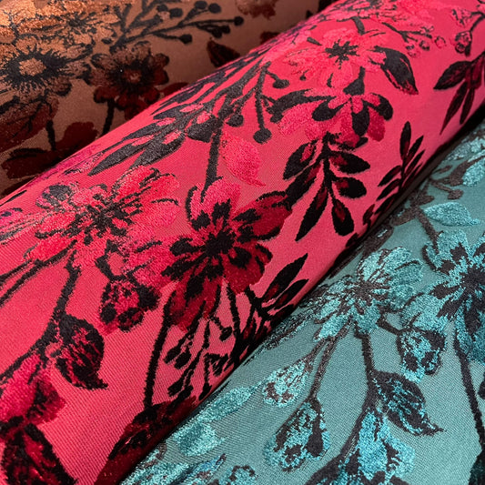 Premium Velvet Velour Floral Devore Dress Craft Fabric Material 58" By The Meter