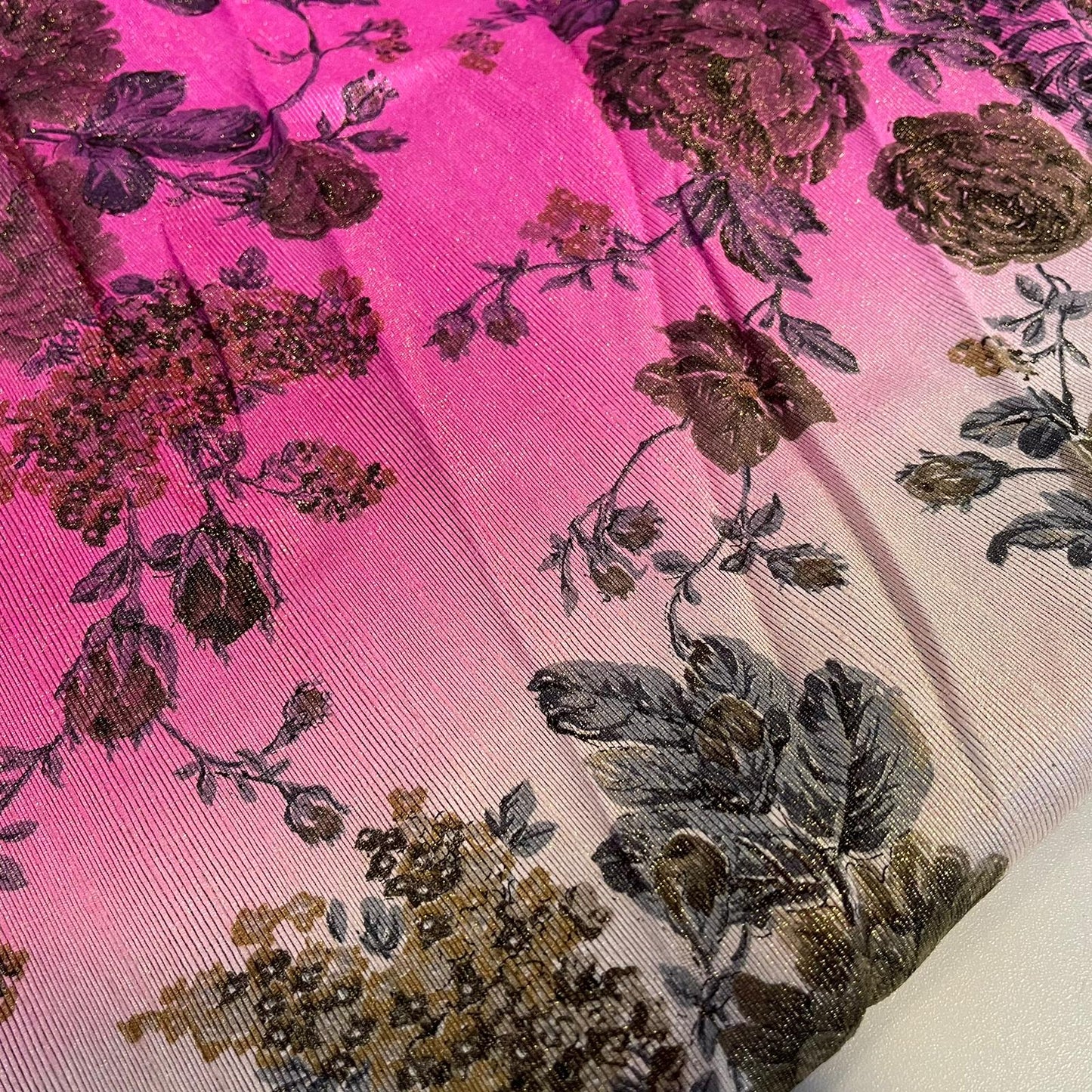 Floral Multi Tone Polyester Raw Silk Material Dress Craft Quilting Fabric 44" Wide By The Meter