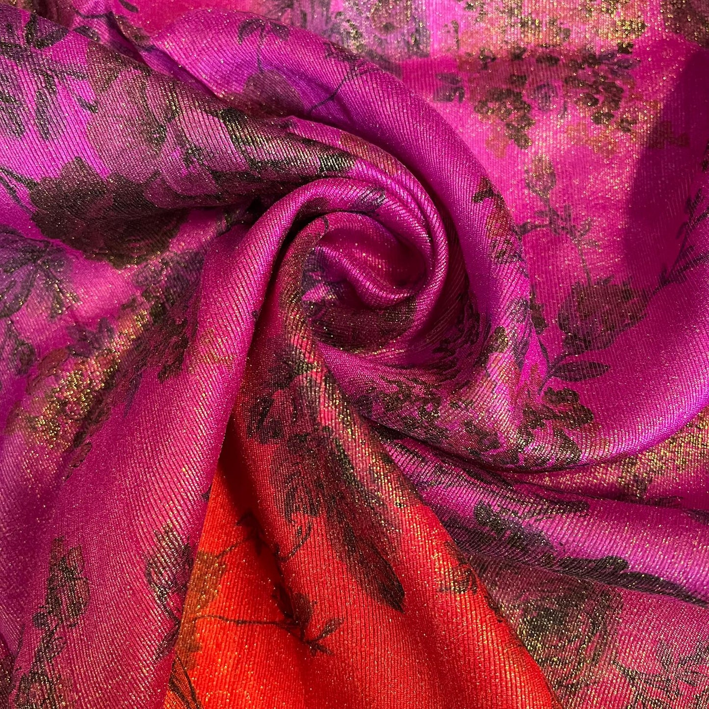 Floral Multi Tone Polyester Raw Silk Material Dress Craft Quilting Fabric 44" Wide By The Meter