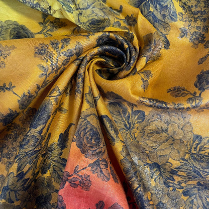 Floral Multi-Tone Polyester Raw Silk Fabric | 44" (112cm) Wide Dressmaking, Craft & Quilting Material – Sold by the Metre