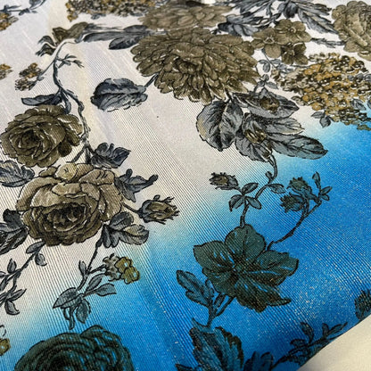 Floral Multi-Tone Polyester Raw Silk Fabric | 44" (112cm) Wide Dressmaking, Craft & Quilting Material – Sold by the Metre