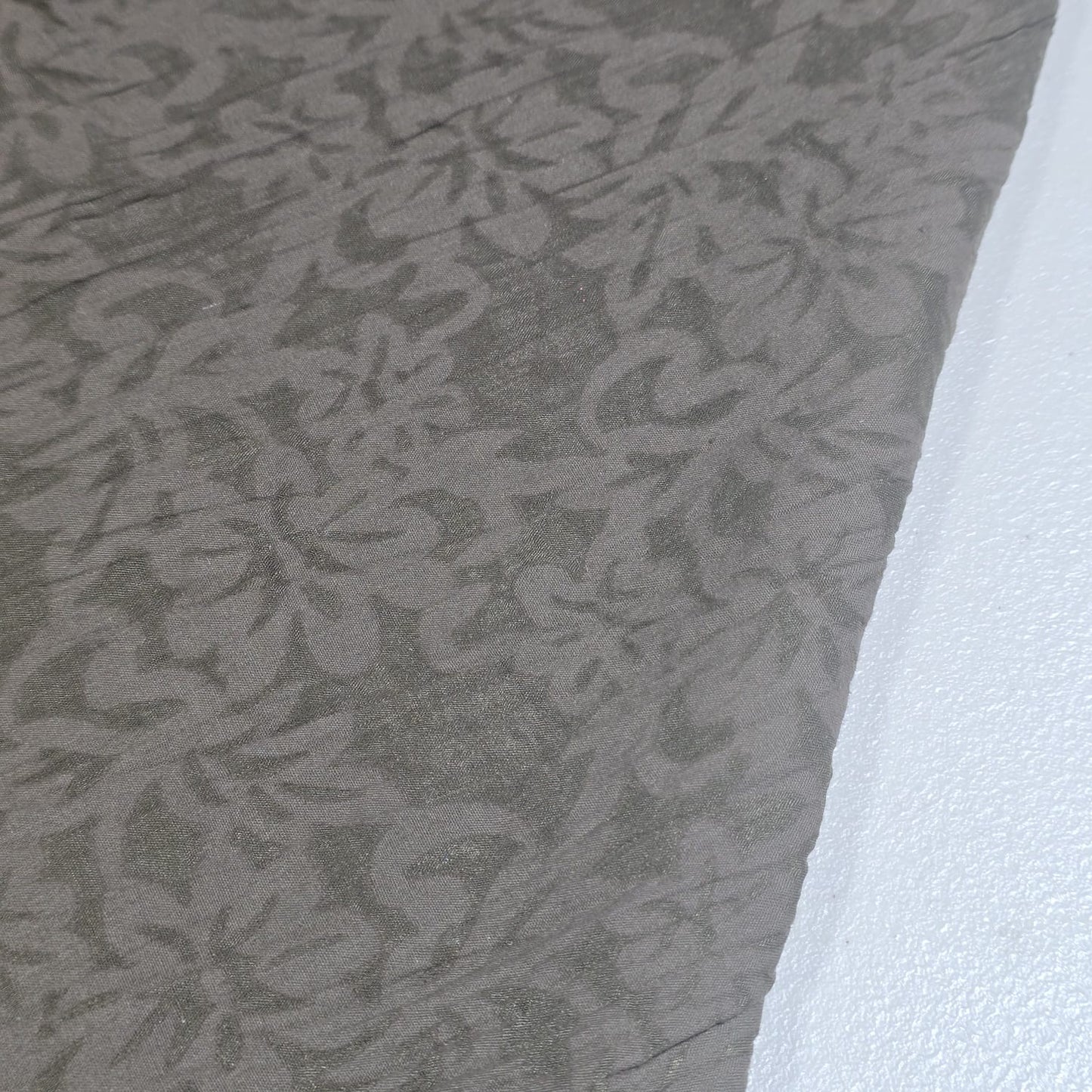 Khaki Floral 100% Cotton Crush Fabric Crinkle Craft Dress Costume Material 50 " By The Meter