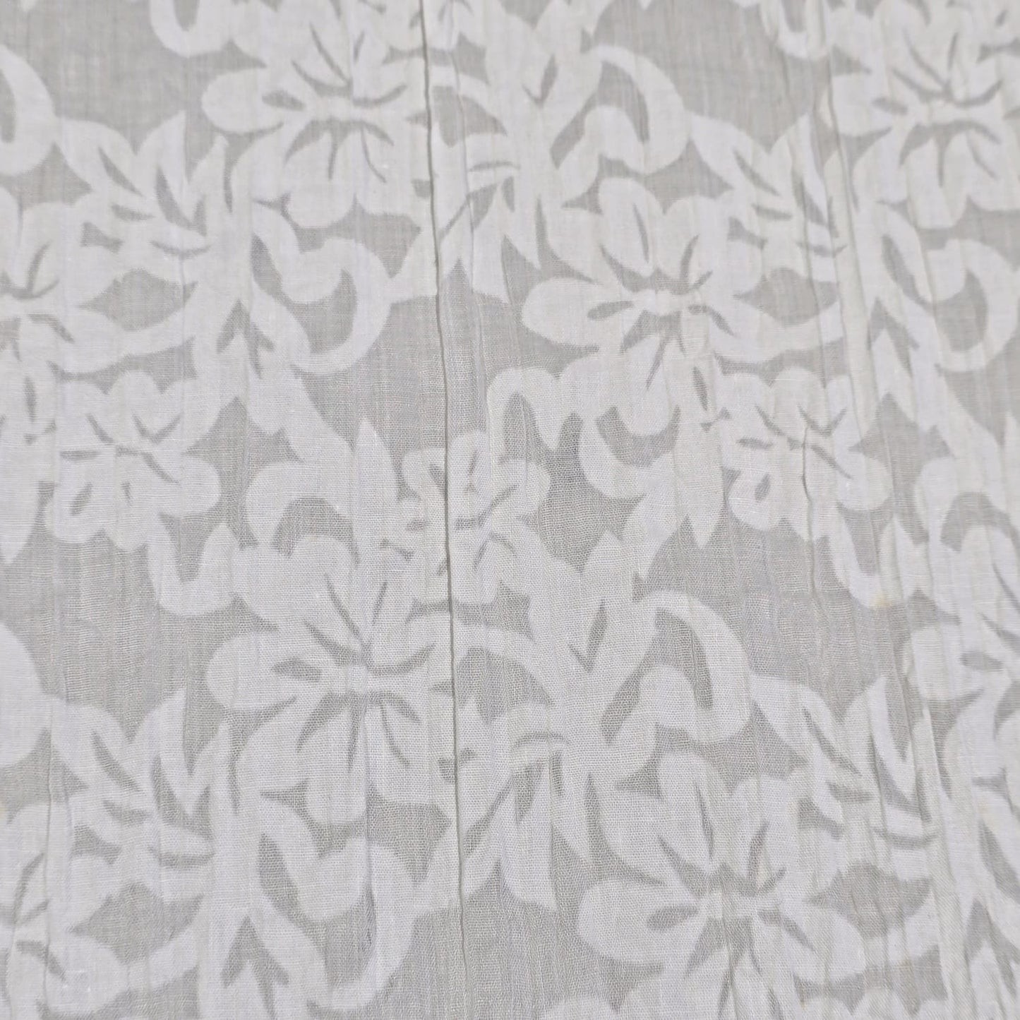 Ivory Floral 100% Cotton Crush Fabric Crinkle Craft Dress Costume Material 50 " By The Meter