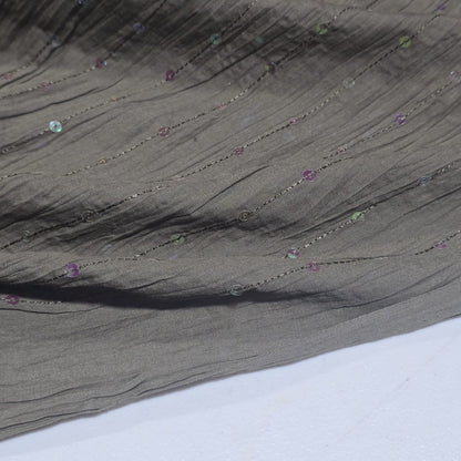 Khaki Sequin 100% Cotton Crush Fabric Crinkle Craft Dress Costume Material 50 " By The Meter