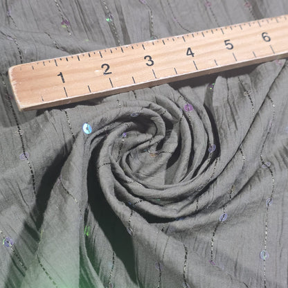 Khaki Sequin 100% Cotton Crush Fabric Crinkle Craft Dress Costume Material 50 " By The Meter