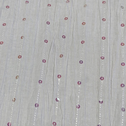White Sequin 100% Cotton Crush Fabric Crinkle Craft Dress Costume Material 50 " By The Meter