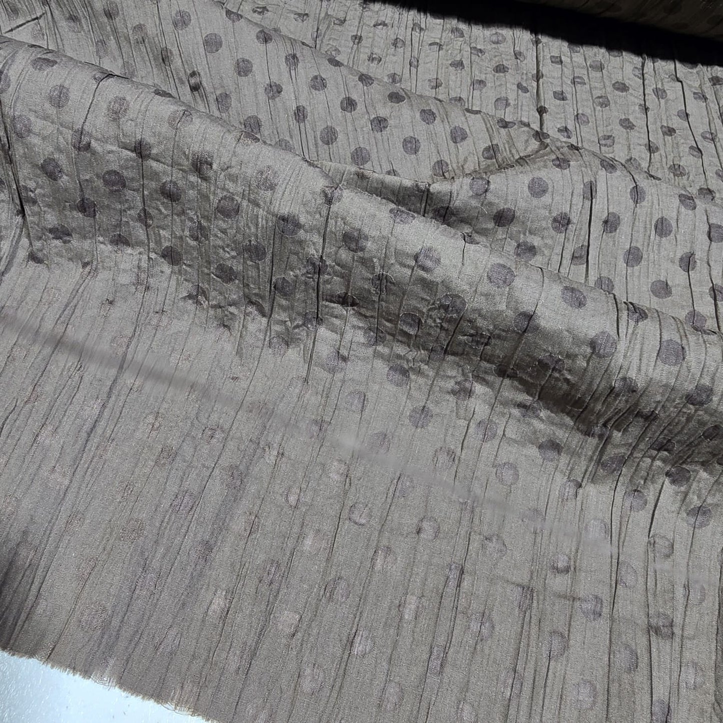 Brown Polka 100% Cotton Crush Fabric Crinkle Craft Dress Costume Material 50 " By The Meter