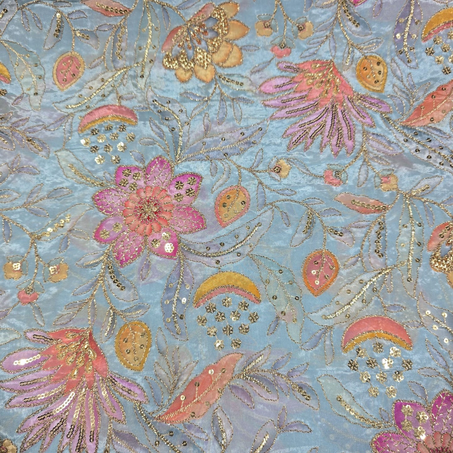 Floral Embroidered Organza Fabric 44" (112cm) Wide – Luxury Dressmaking Fabric by the Metre