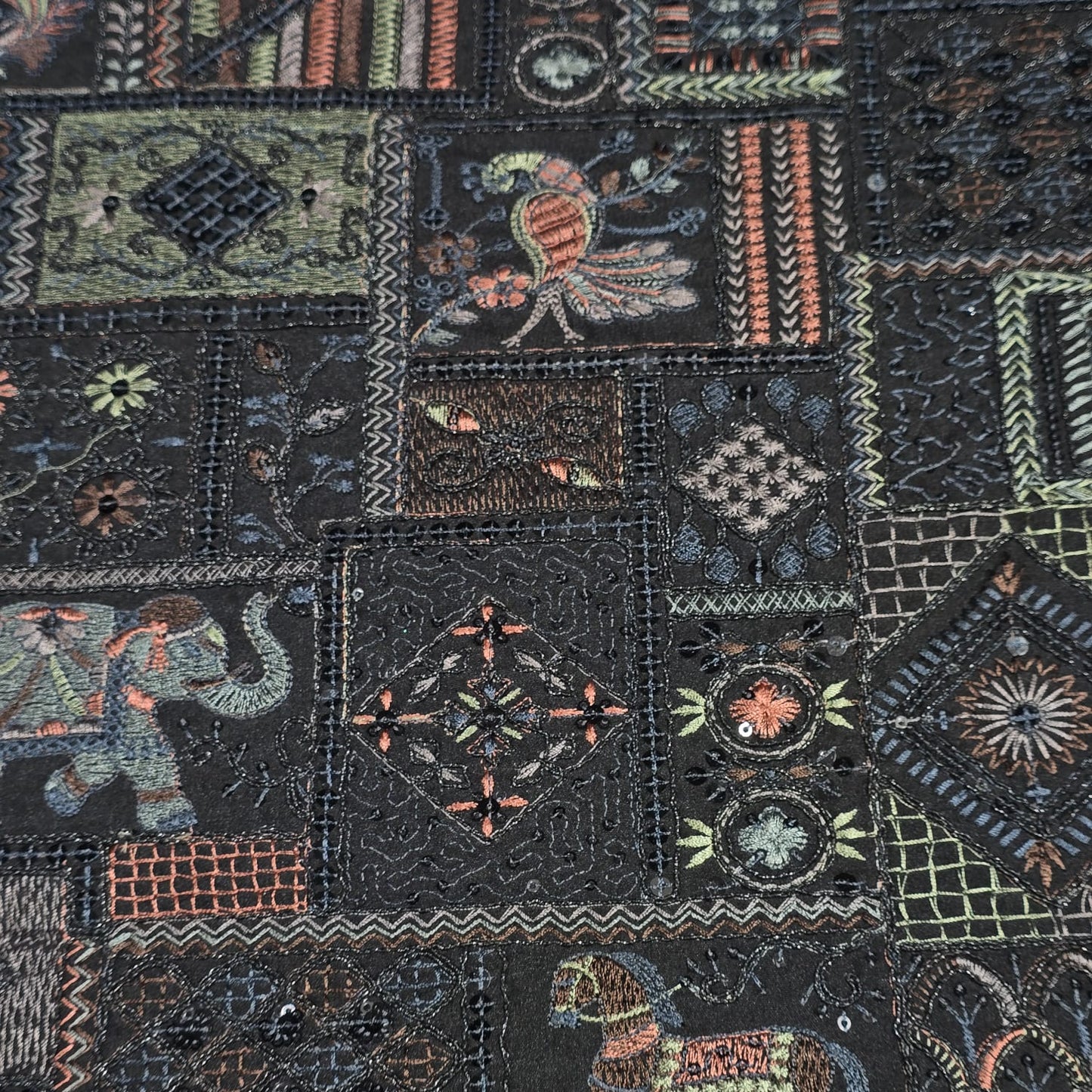 Premium Designer Embroidered Silk Fabric 44" (112cm) Wide – Luxury Dress Material by the Metre