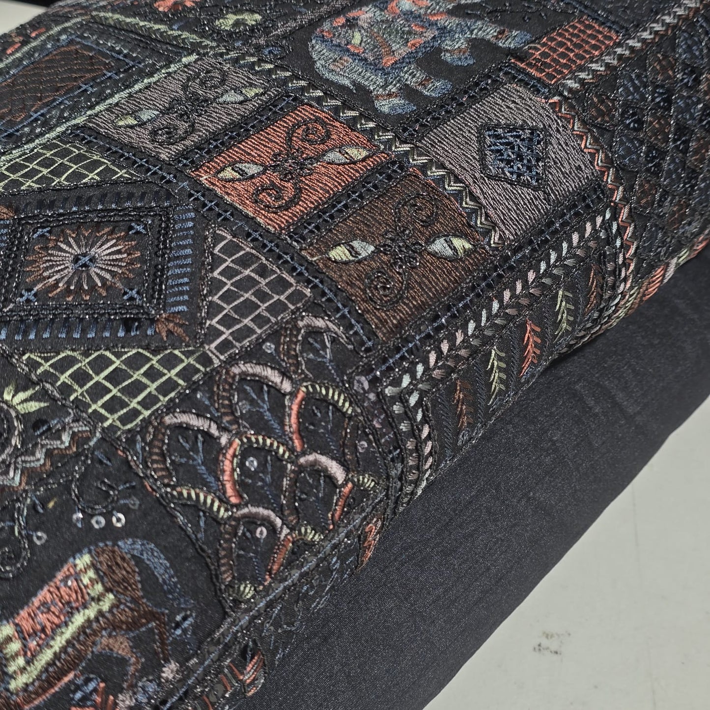 Premium Designer Embroidered Silk Fabric 44" (112cm) Wide – Luxury Dress Material by the Metre