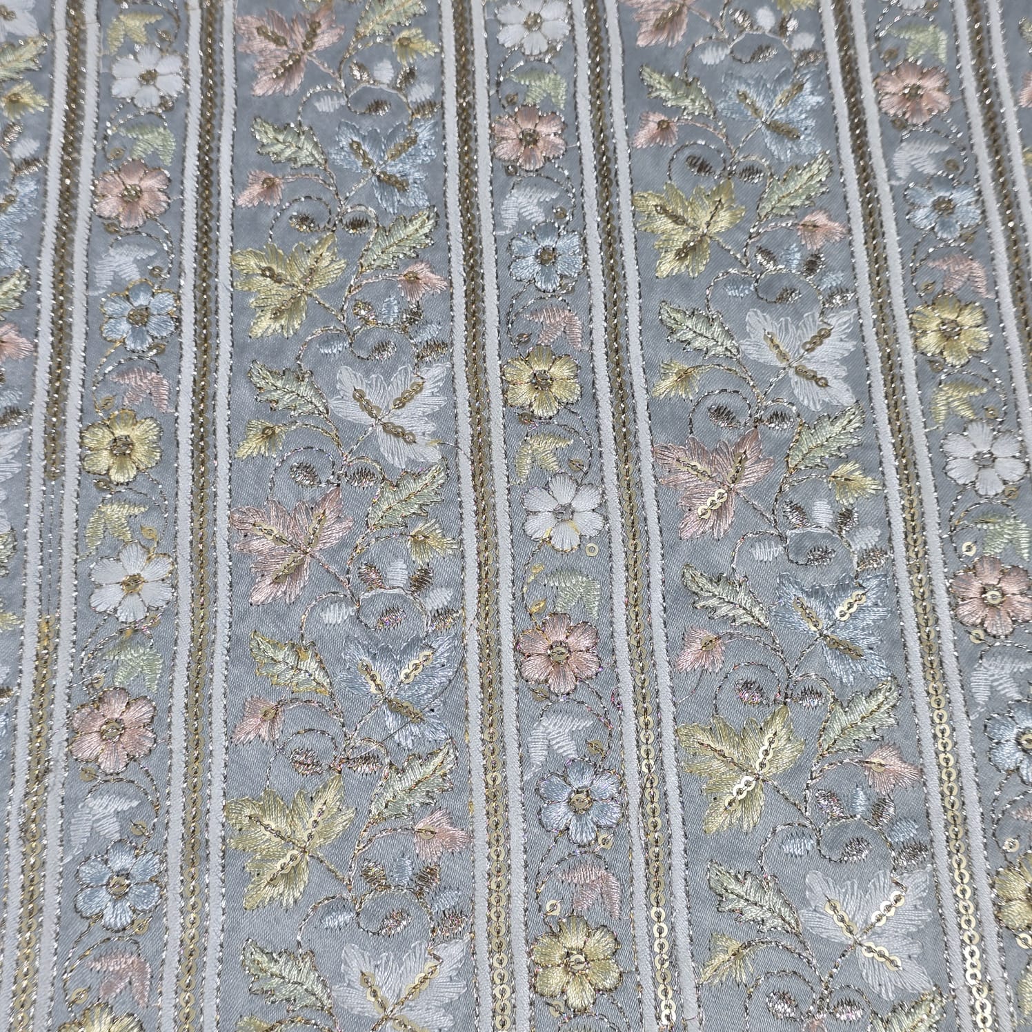 Premium Designer Embroidered Silk Fabric 44