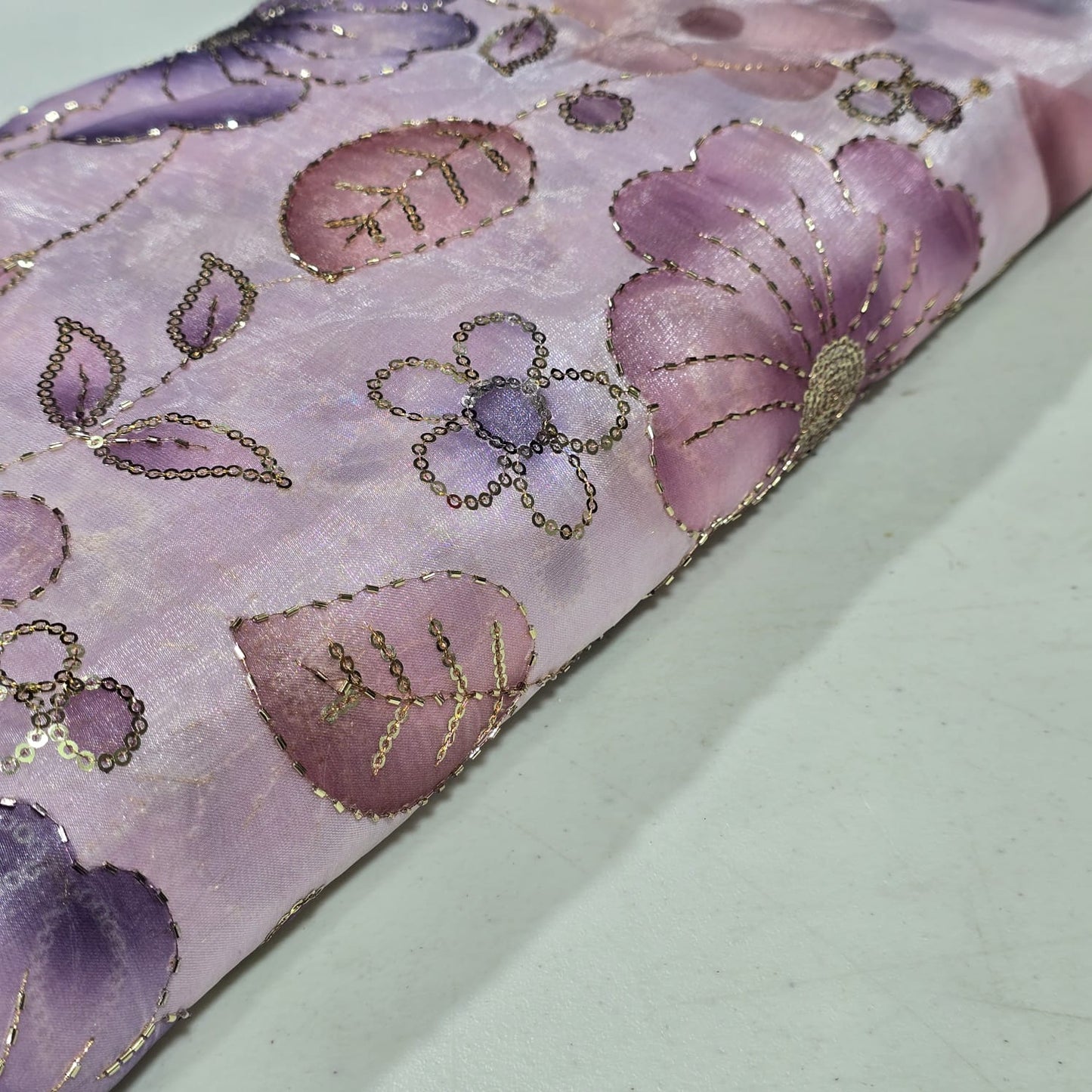 Luxury Floral Bead Embroidered Organza Fabric Wedding Saree Dress Making Craft Material 44" Wide Sold By The Meter