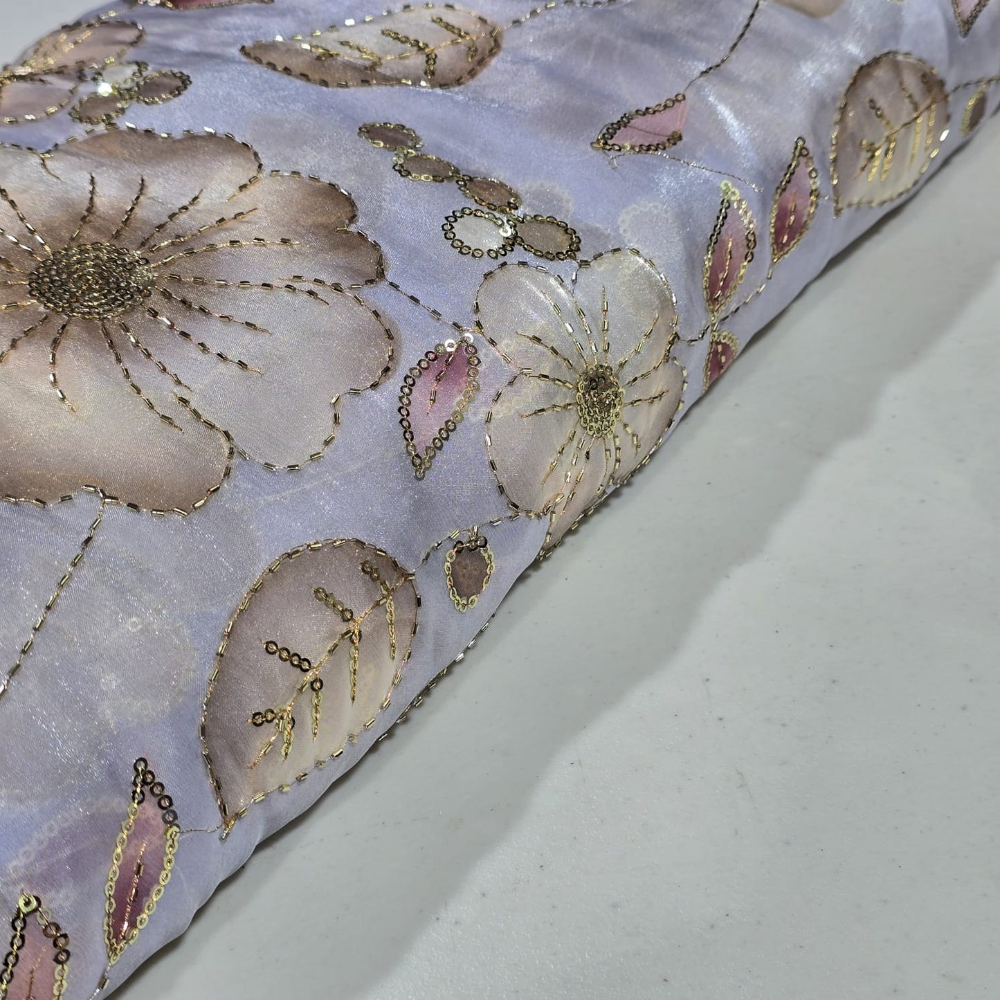 Luxury Floral Bead Embroidered Organza Fabric Wedding Saree Dress Making Craft Material 44" Wide Sold By The Meter
