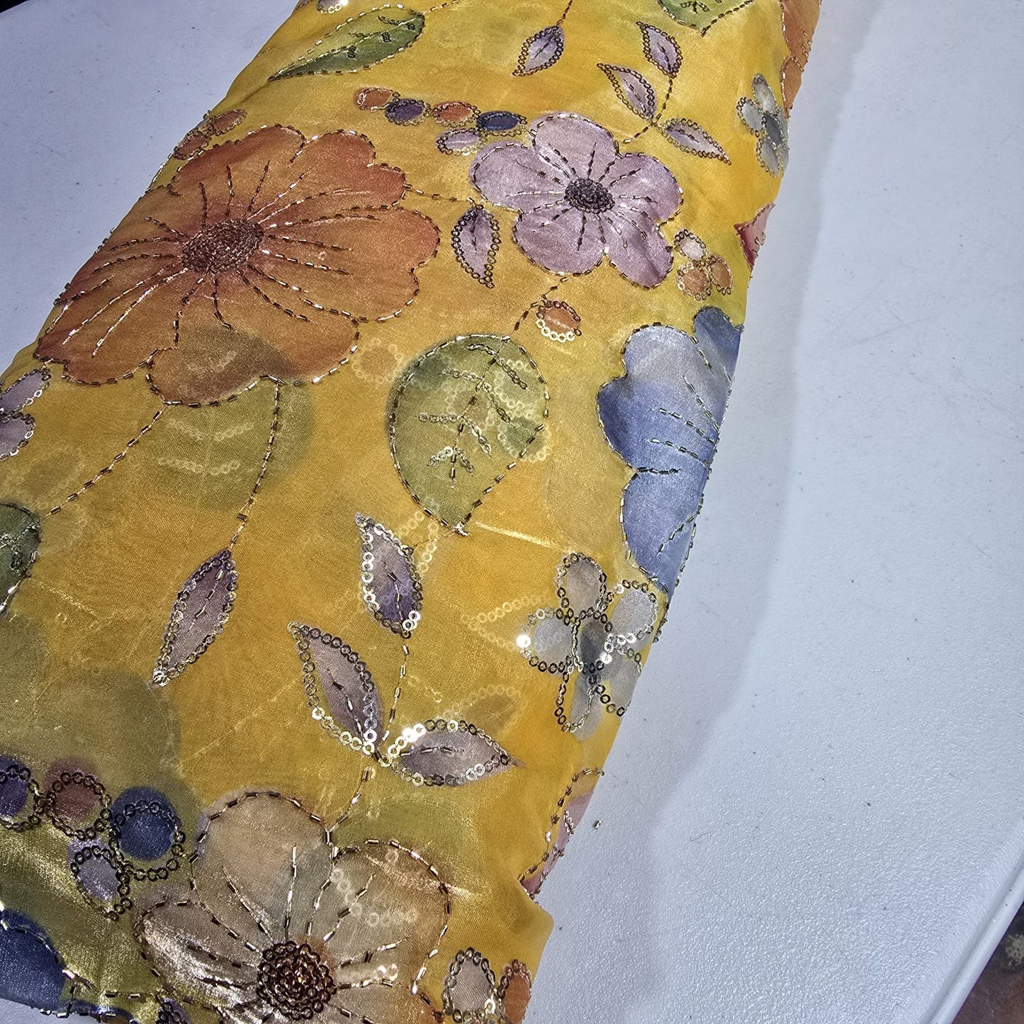 Luxury Floral Bead Embroidered Organza Fabric Wedding Saree Dress Making Craft Material 44" Wide Sold By The Meter