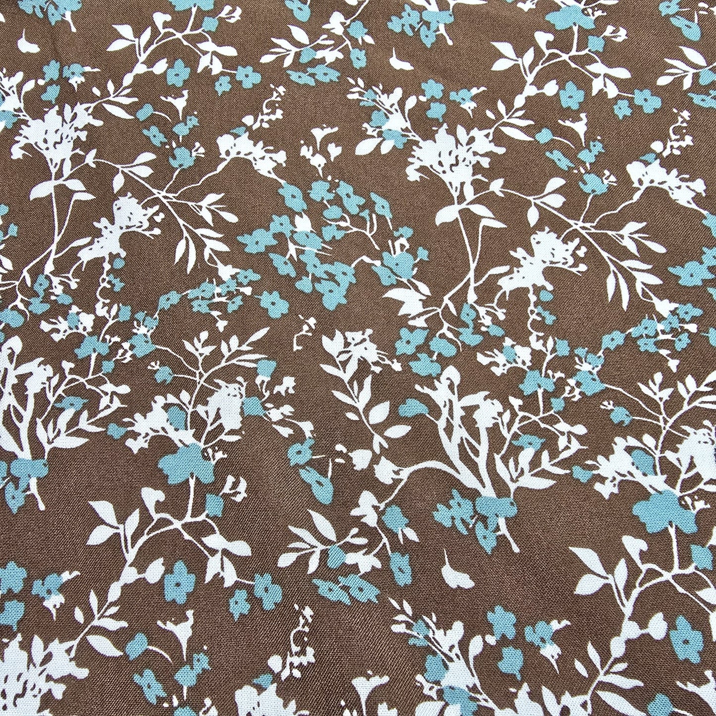 Mocha Ditsy Meadow Floral Print Viscose Challis Print Fabric 58" By The Meter Soft Lightweight Material