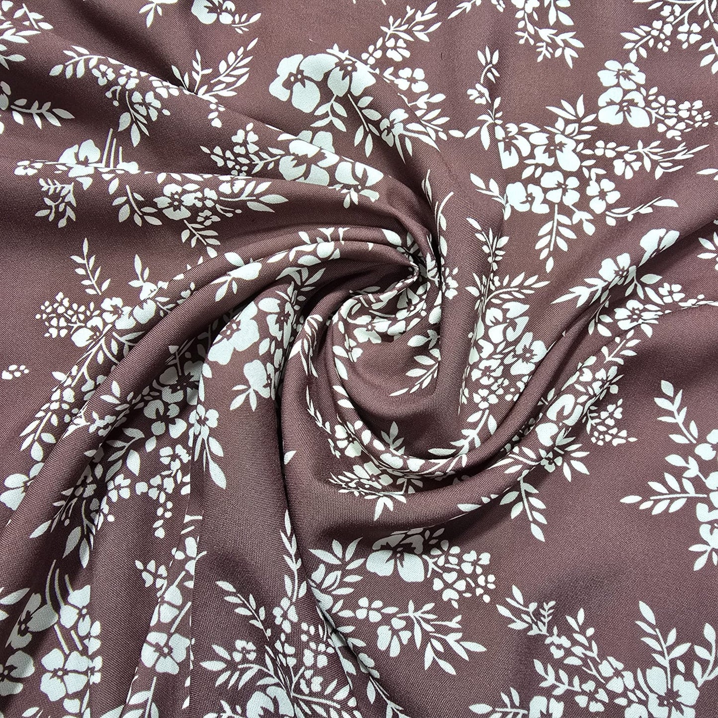 Berry Rose Vintage Blossom Bouquet Floral Viscose Challis Print Fabric 58" By The Meter Soft Lightweight Material
