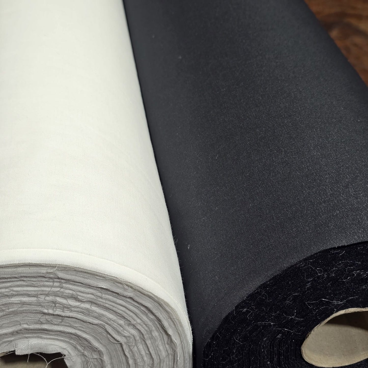 100% Cotton White / Black Woven Iron-On Fusible Interfacing Fabric 90cm By Meter