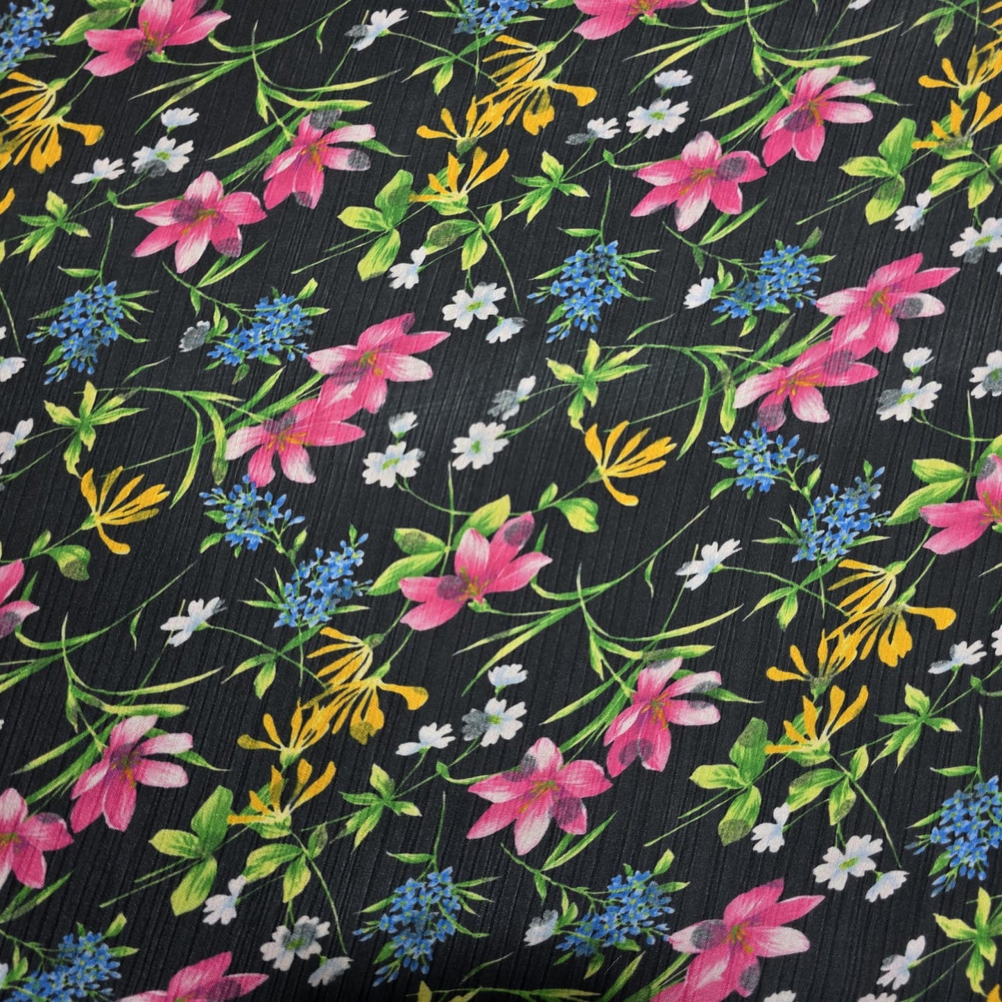 Yoryu Crinkle Satin Fabric 58" Wide Sold by the Metre | Polka Dot & Floral Dressmaking Fabric