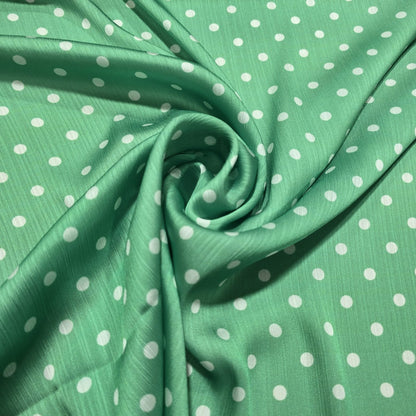 Yoryu Crinkle Satin Fabric 58" Wide Sold by the Metre | Polka Dot & Floral Dressmaking Fabric