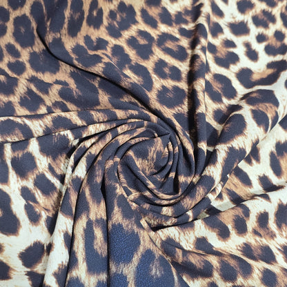 Animal Print Bubble Crepe Fabric 58" Wide | Leopard Print Dressmaking & Craft Fabric by the Metre