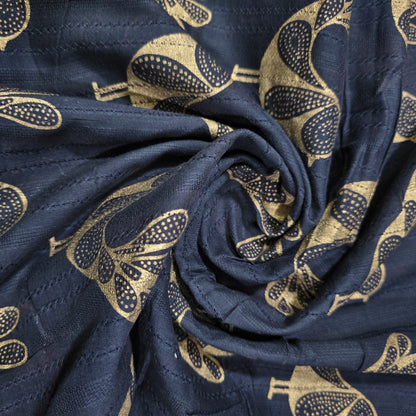 Golden Bird 100% Cotton Textured Fabric Crafts Dress Costume Material 44"  Meter