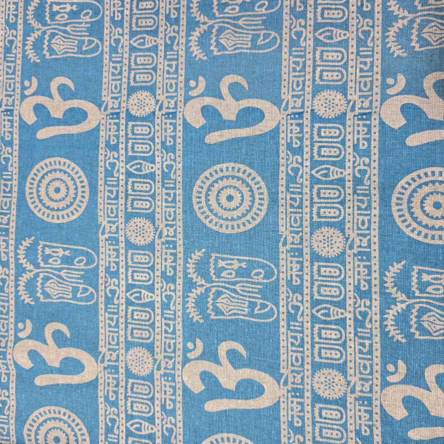 Om Symbol Cotton Linen Fabric 44" Wide | Spiritual Print Dressmaking, Craft & Home Décor Material by the Metre