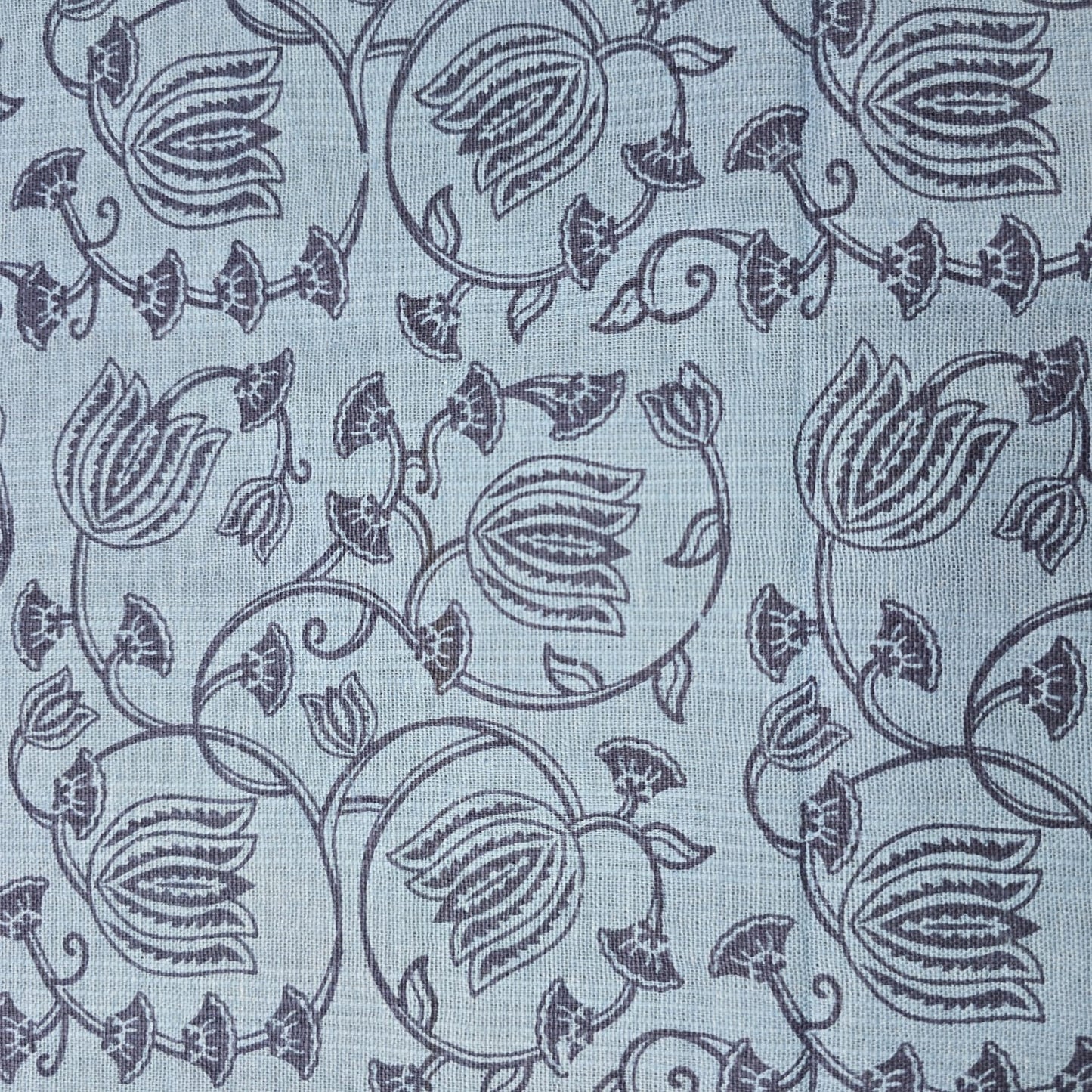 Blue Floral Vine Cotton Fabric 54" Wide | Vintage Botanical Dressmaking, Craft & Quilting Material by the Metre