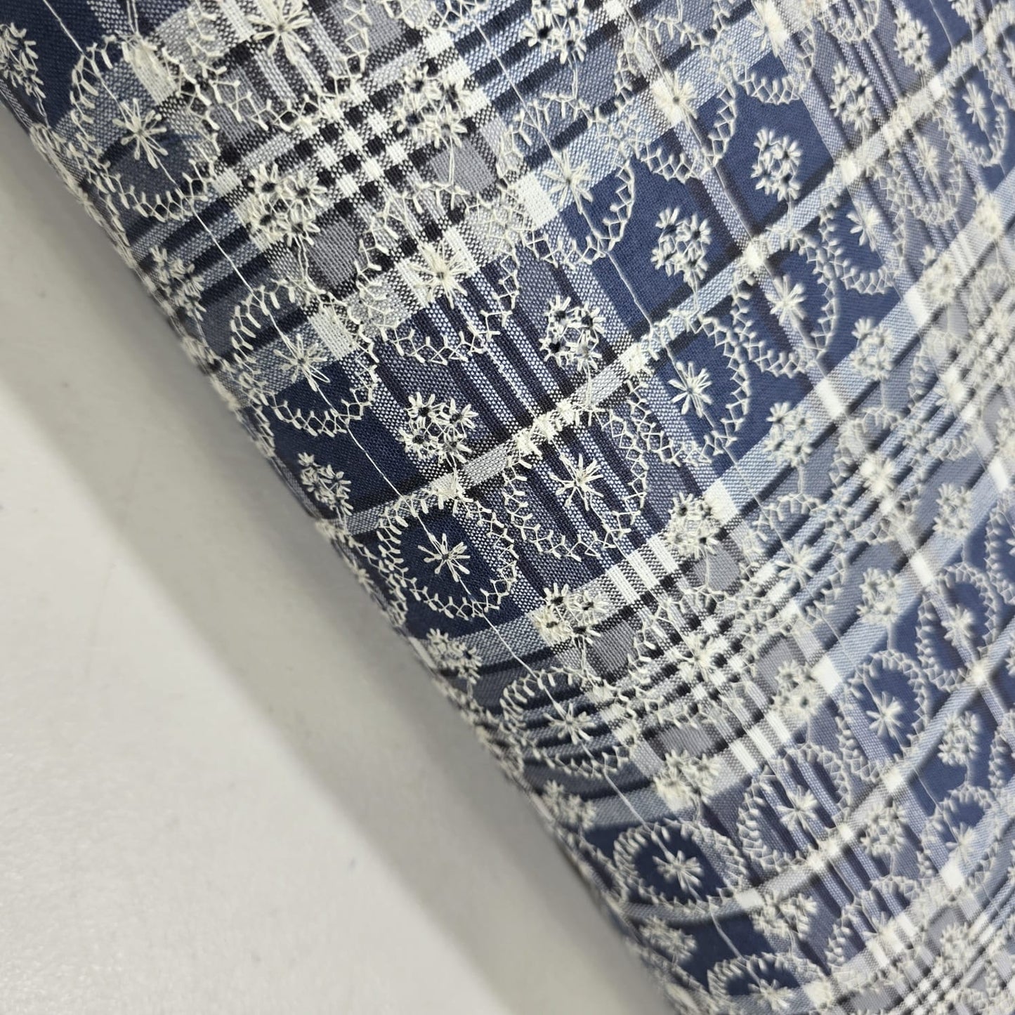Checked Embroidered Cotton Fabric 44" Wide | Floral Broderie Dressmaking, Craft &