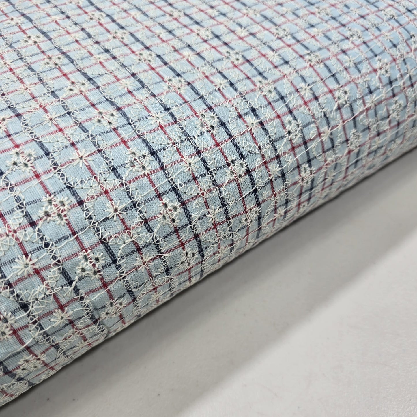 Checked Embroidered Cotton Fabric 44" Wide | Floral Broderie Dressmaking, Craft &