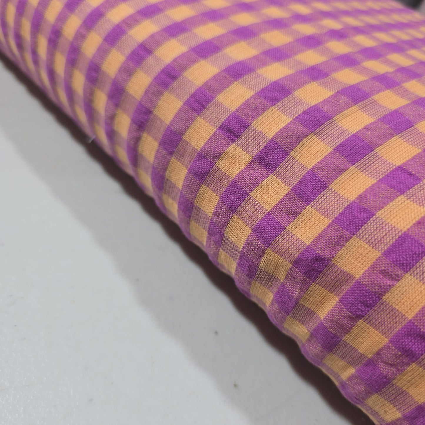 Lavender Orange  Gingham 100% Cotton Seersucker Fabric Crush Costume Craft Dress Material 58" By The Meter