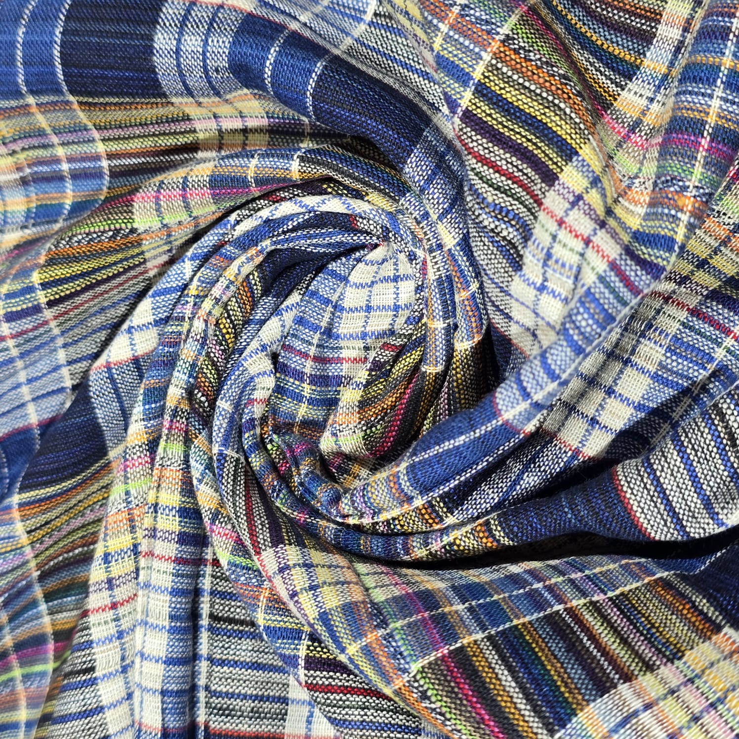 Madras Check Cotton Linen Fabric 44