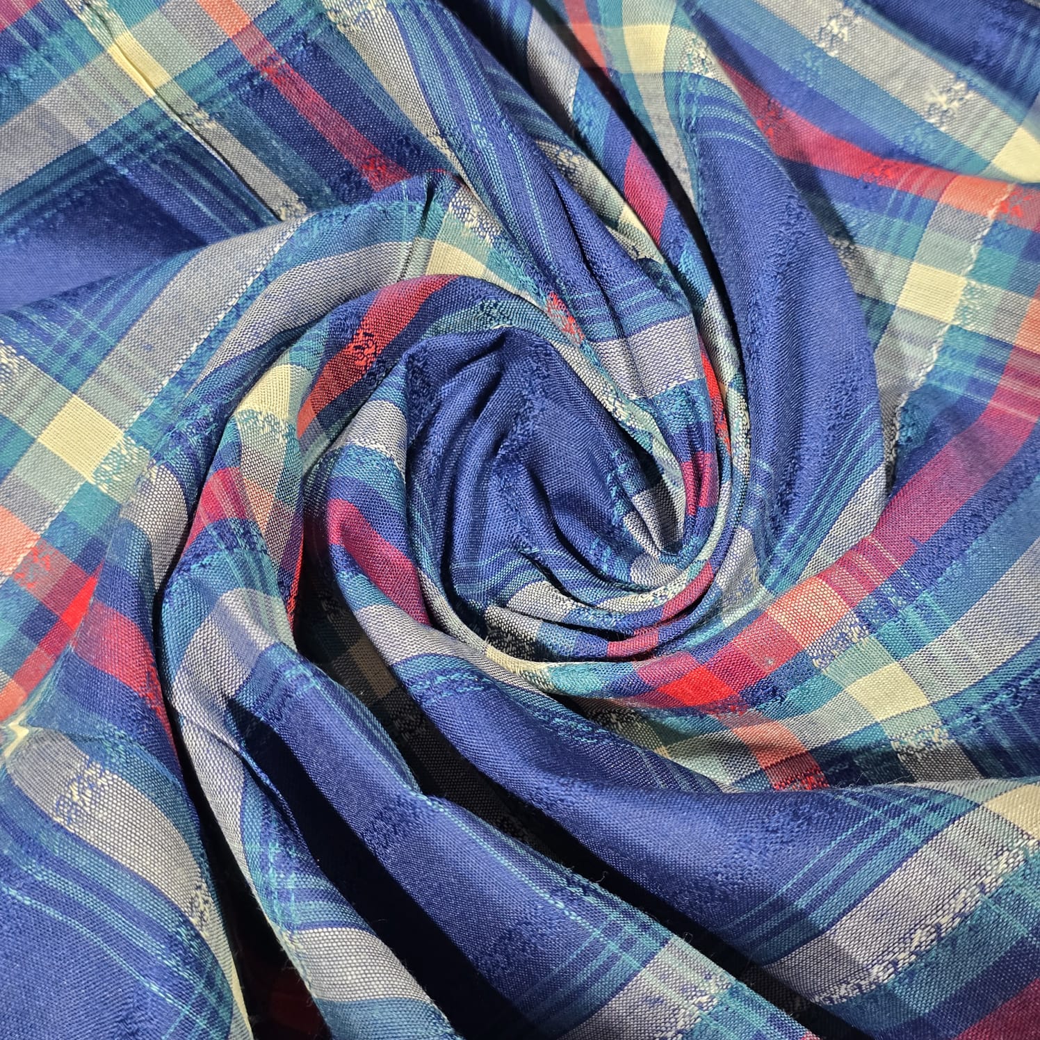 Madras Check Cotton Linen Fabric 44