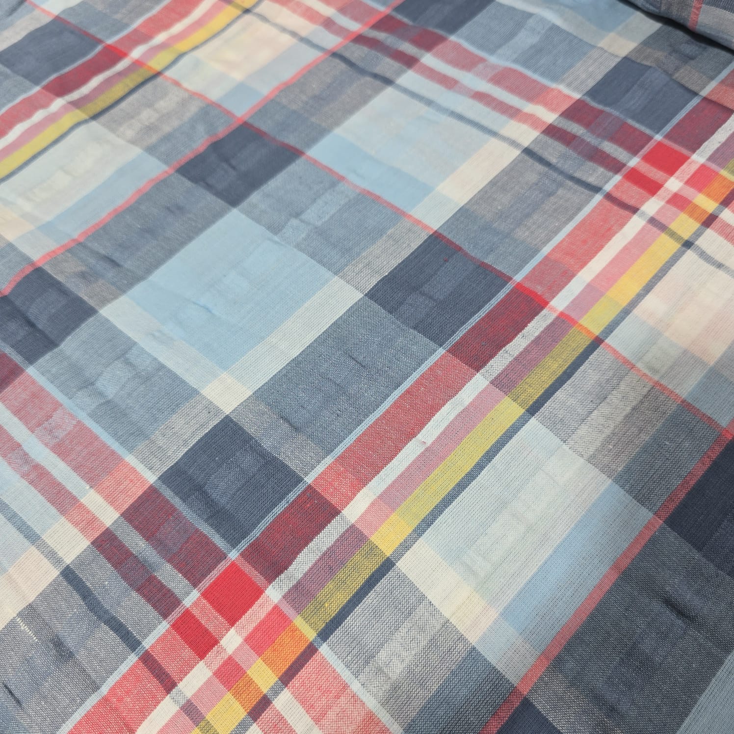 Madras Check Cotton Linen Fabric 44