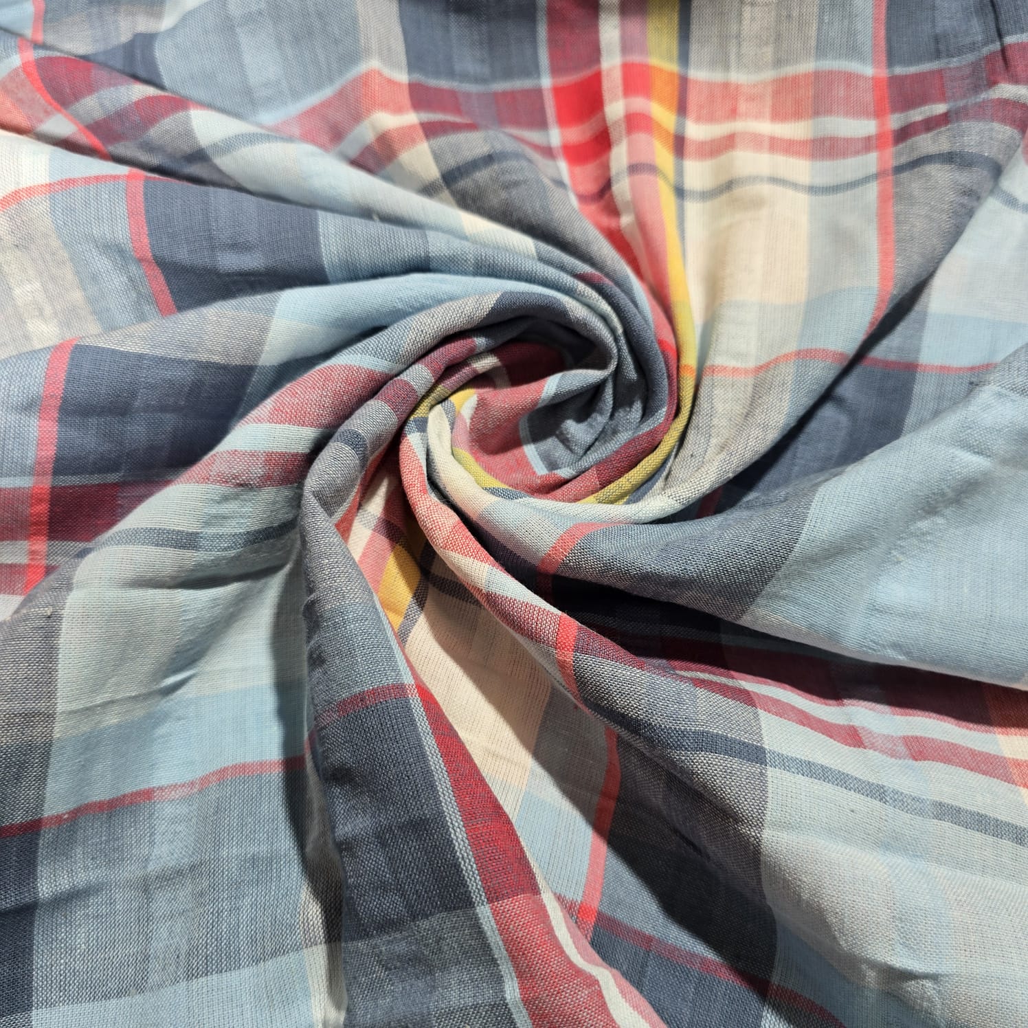 Madras Check Cotton Linen Fabric 44