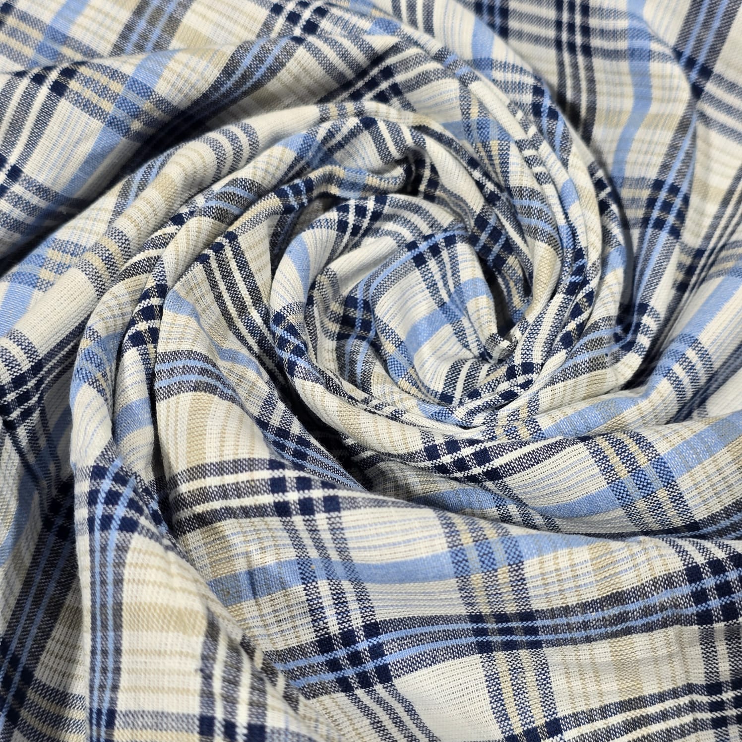Madras Check Cotton Linen Fabric 44