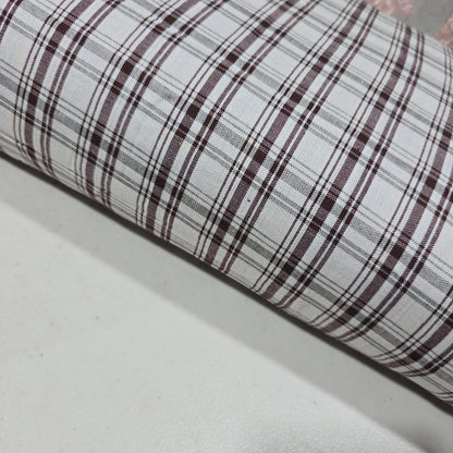 Brown Madras Check Cotton Linen Fabric 44" Rustic Plaid Dress Craft Upholstery By The Meter