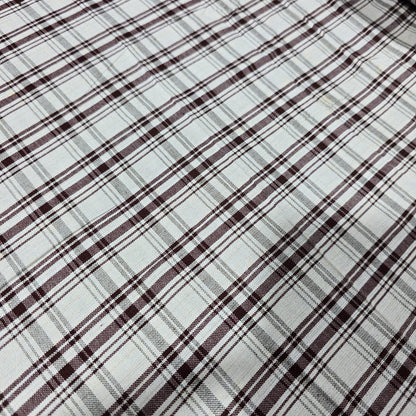 Brown Madras Check Cotton Linen Fabric 44" Rustic Plaid Dress Craft Upholstery By The Meter