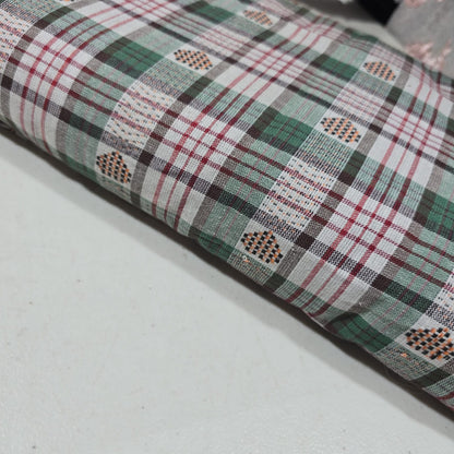Green Madras Check Cotton Linen Fabric 44" Dress Craft Shirt Upholstery By The Meter