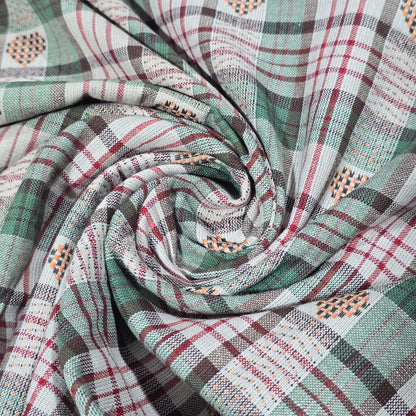 Green Madras Check Cotton Linen Fabric 44" Dress Craft Shirt Upholstery By The Meter