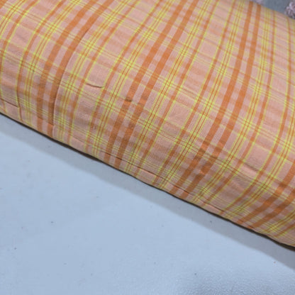 Peach Madras Check 100% Cotton Fabric Dress Craft Shirt Material 44" By The Meter